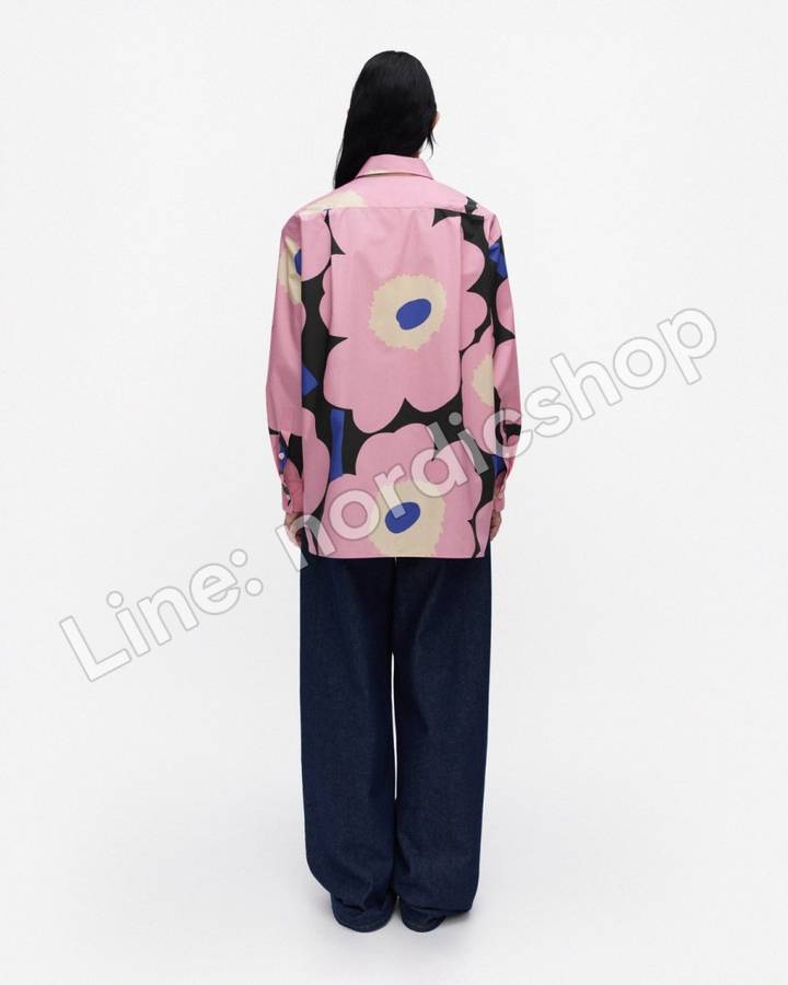 Marimekko Ruoste Unikko 襯衫上衣・粉紅、綠色、藍色（3）