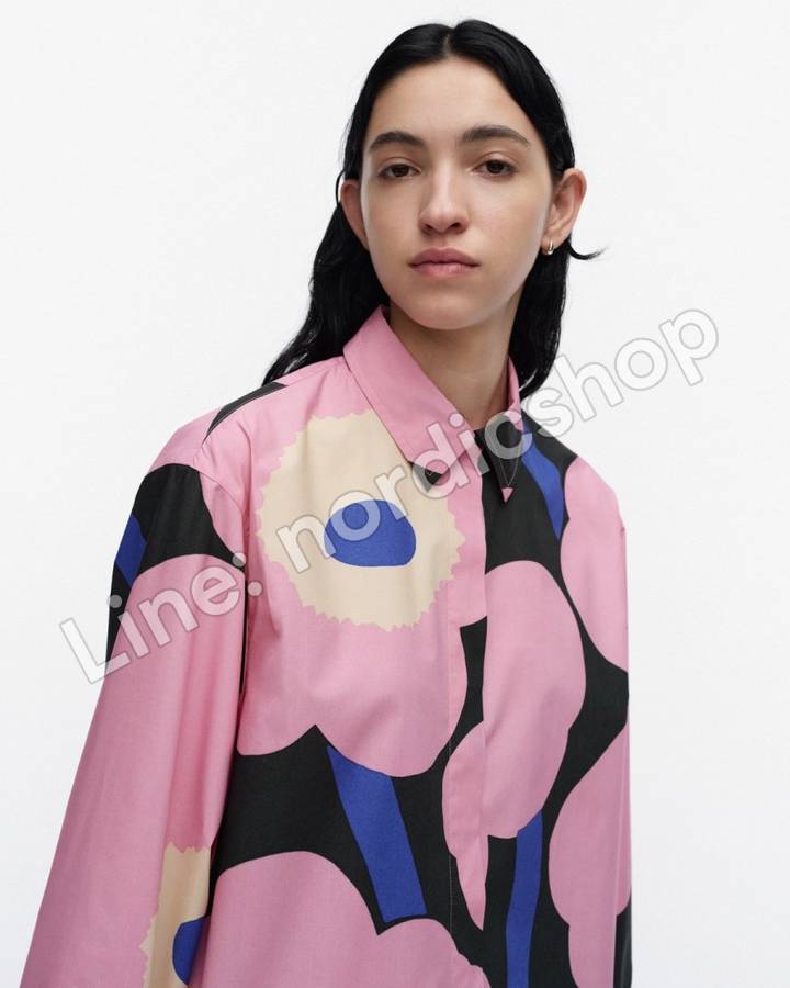 Marimekko Ruoste Unikko 襯衫上衣・粉紅、綠色、藍色（4）