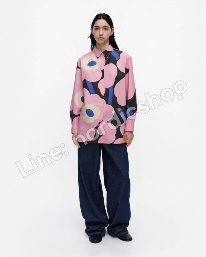 Marimekko Ruoste Unikko 襯衫上衣・粉紅、綠色、藍色