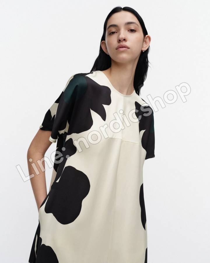 Marimekko Kohtalo Lossi 洋裝・淺黃、深灰、深綠（4）