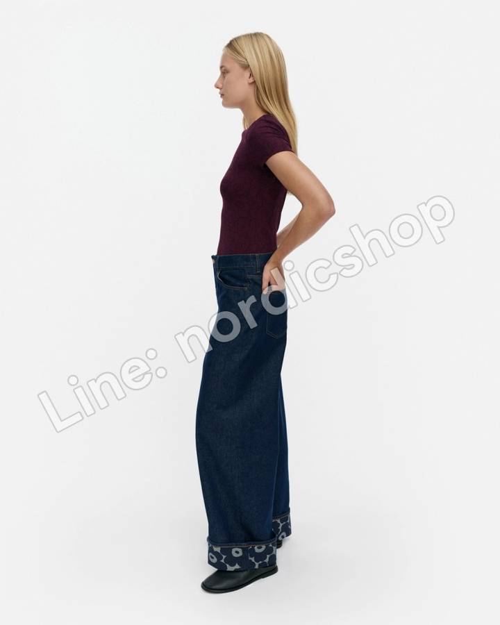 Marimekko Maridenim Loose Mini Unikko 牛仔褲・深靛藍（2）