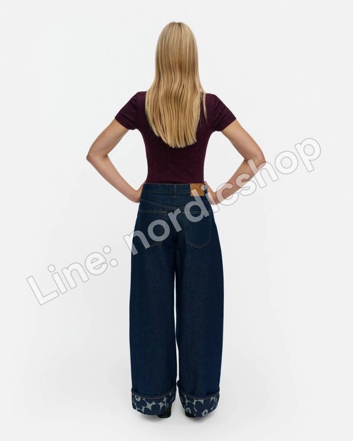 Marimekko Maridenim Loose Mini Unikko 牛仔褲・深靛藍（3）