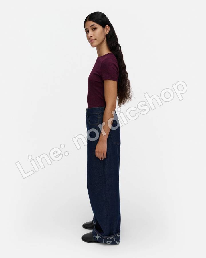 Marimekko Maridenim Loose Mini Unikko S 牛仔褲（短版褲長）・深靛藍（2）