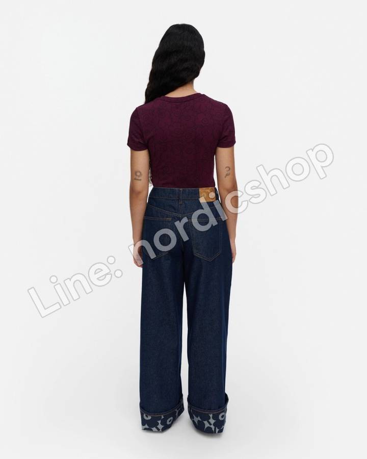 Marimekko Maridenim Loose Mini Unikko S 牛仔褲（短版褲長）・深靛藍（3）
