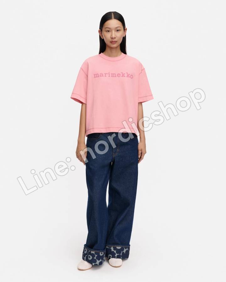 Marimekko Pyörteet Logo placement Kioski T恤・粉紅、玫瑰粉