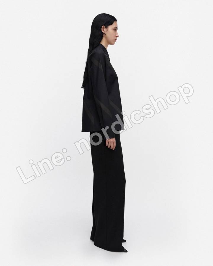 Marimekko Uudestaan Basso 襯衫上衣・黑色、深灰（2）
