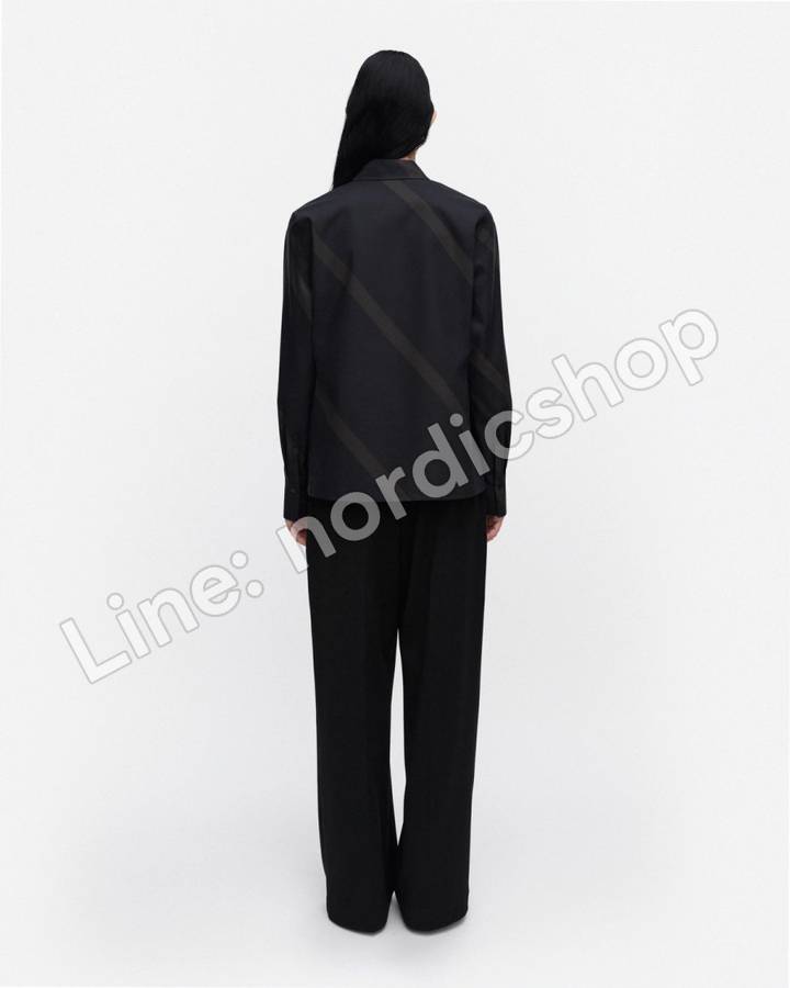 Marimekko Uudestaan Basso 襯衫上衣・黑色、深灰（3）