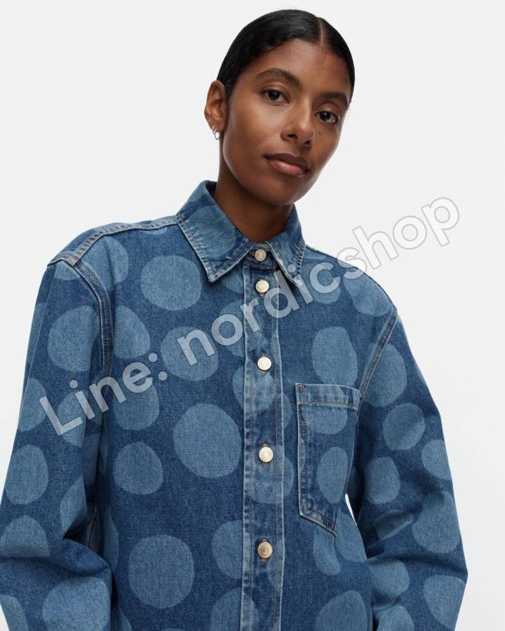 Marimekko Maridenim Vaihe Petrooli 牛仔襯衫・水洗靛藍（4）