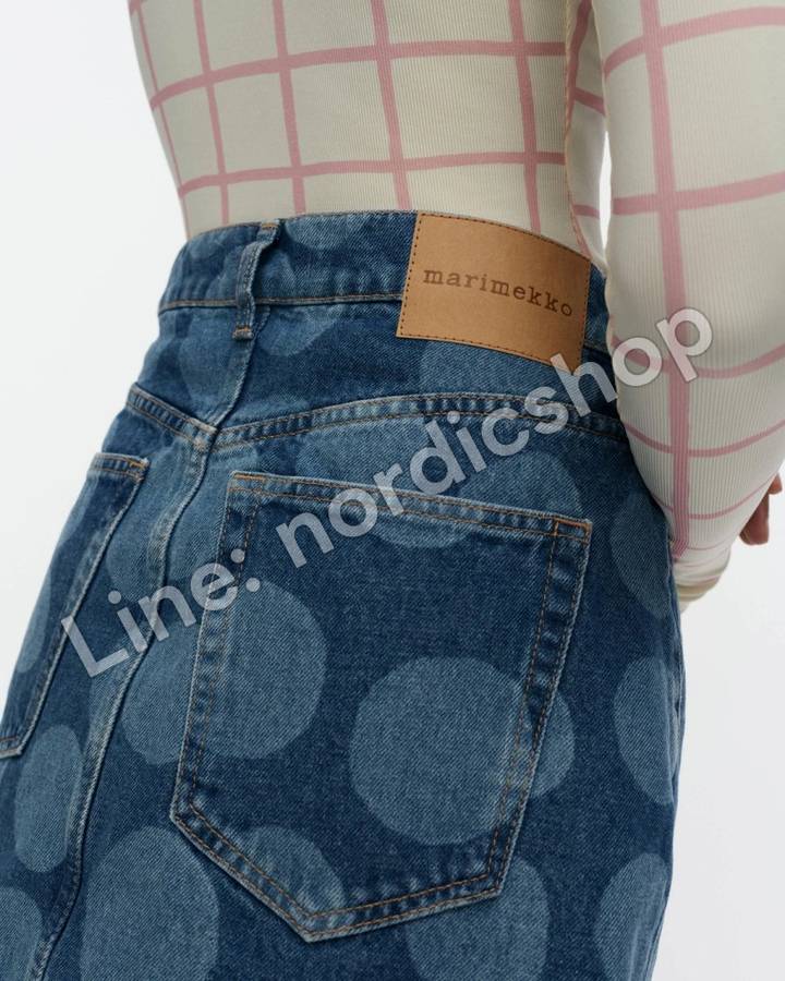 Marimekko Maridenim Ruudut Petrooli 裙子・水洗靛藍（4）