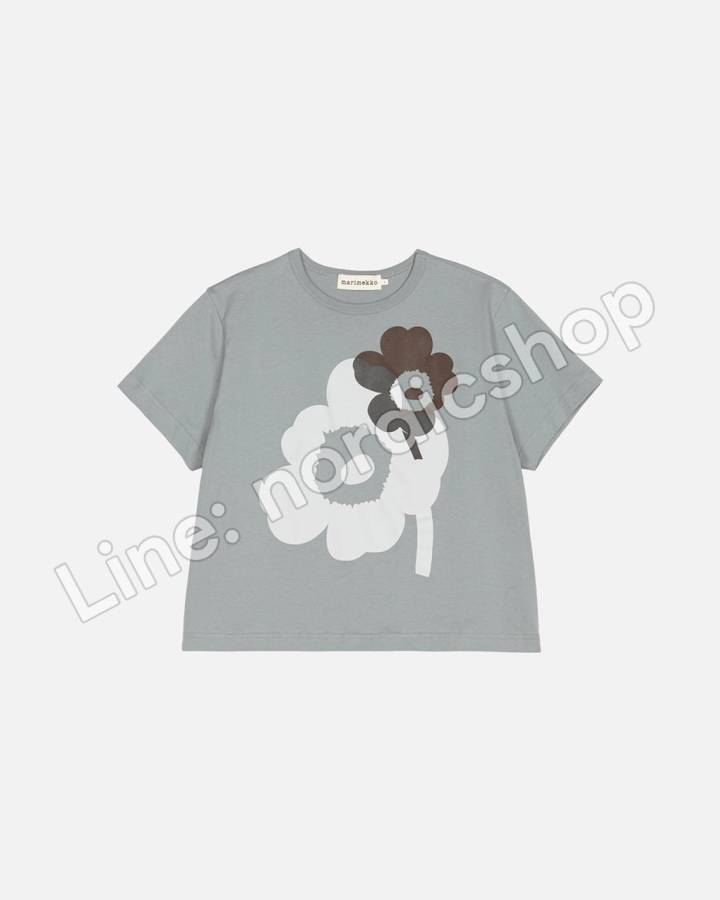 Marimekko Rauha Unikko Placement Kioski T恤・麻灰、深灰（3）