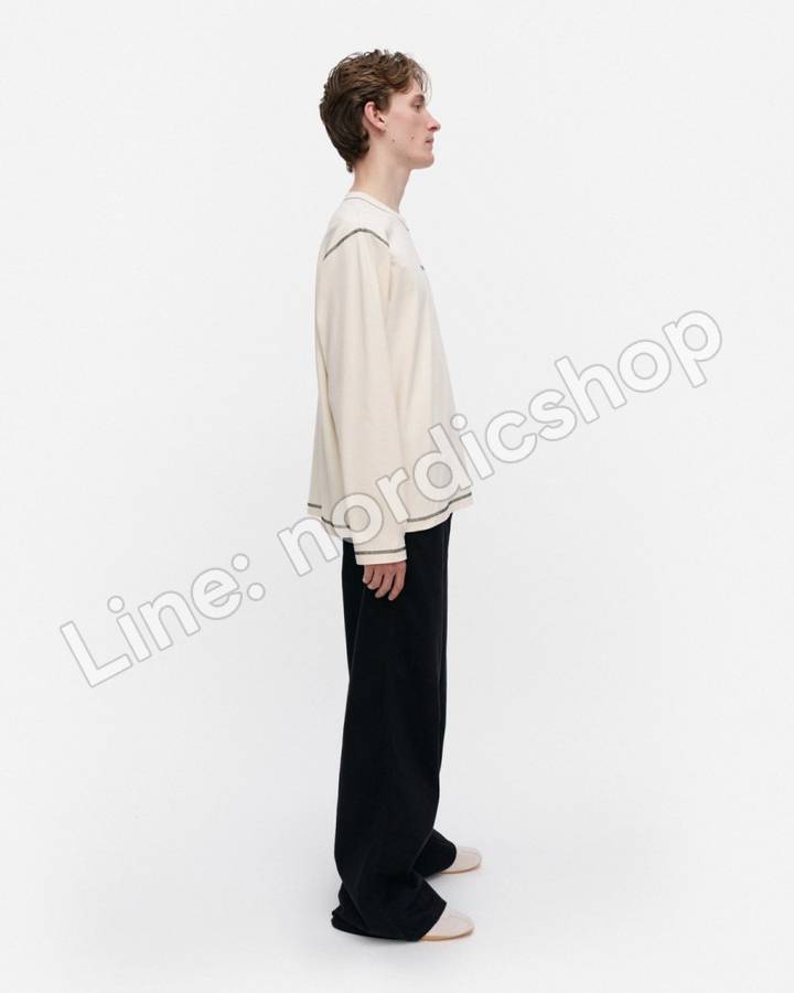 Marimekko Benkku Logo Placement Kioski 針織棉上衣・米白、黑色（2）