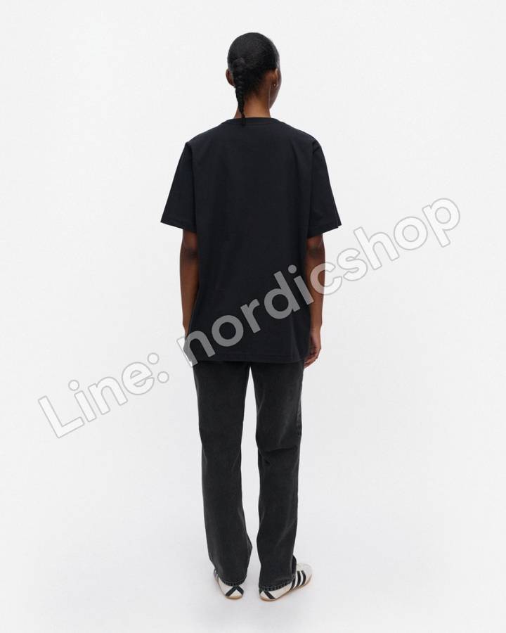 Marimekko Embla Unikko Placement Kioski T恤・黑色、灰色、深棕（3）