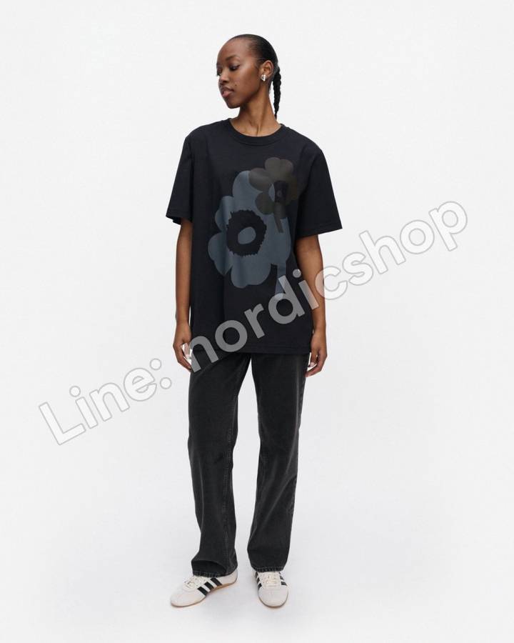 Marimekko Embla Unikko Placement Kioski T恤・黑色、灰色、深棕