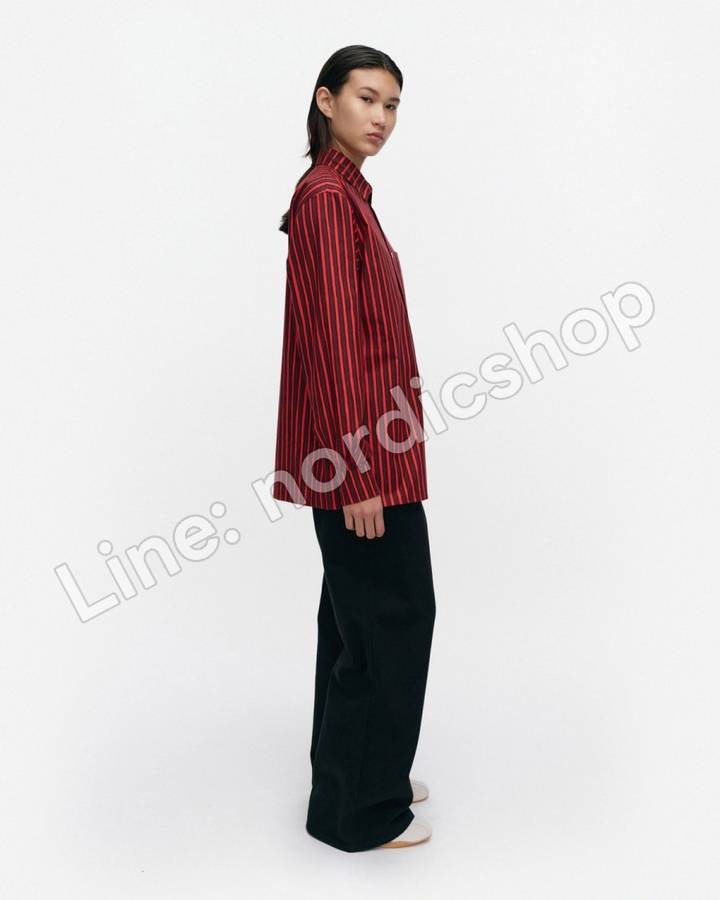 Marimekko Jokapoika Kioski 棉質襯衫・酒紅、紅色(2)