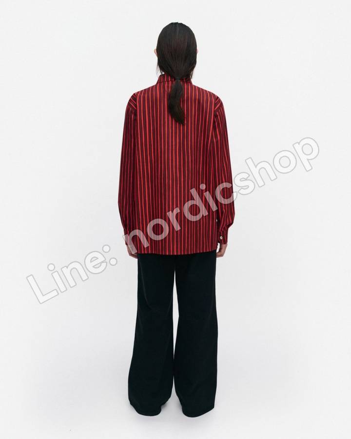 Marimekko Jokapoika Kioski 棉質襯衫・酒紅、紅色(3)