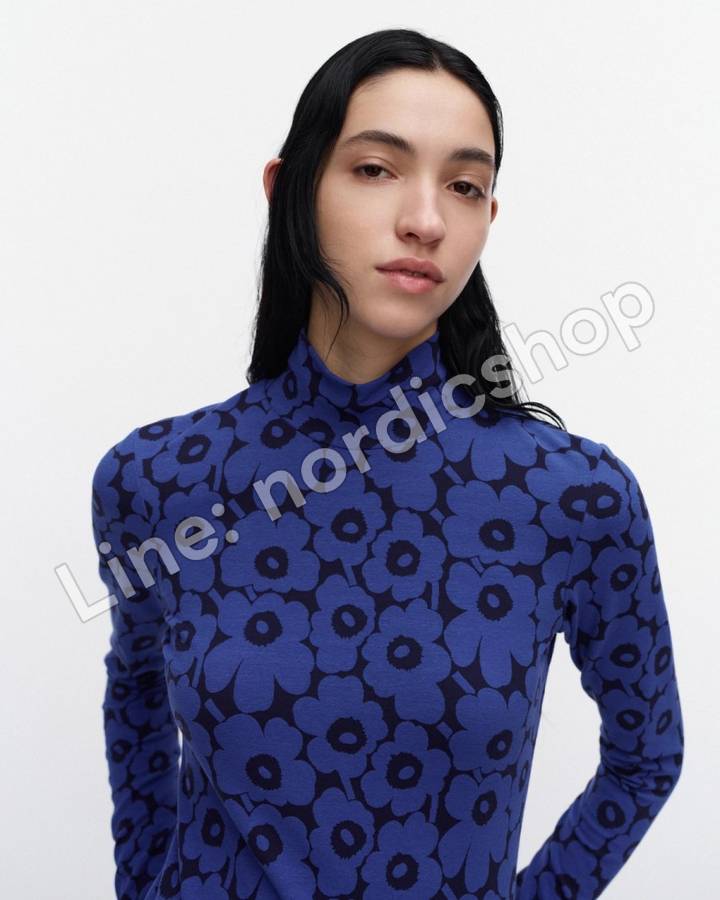 Marimekko Jäkälä Unikko 高領上衣・藍色、深藍（4）