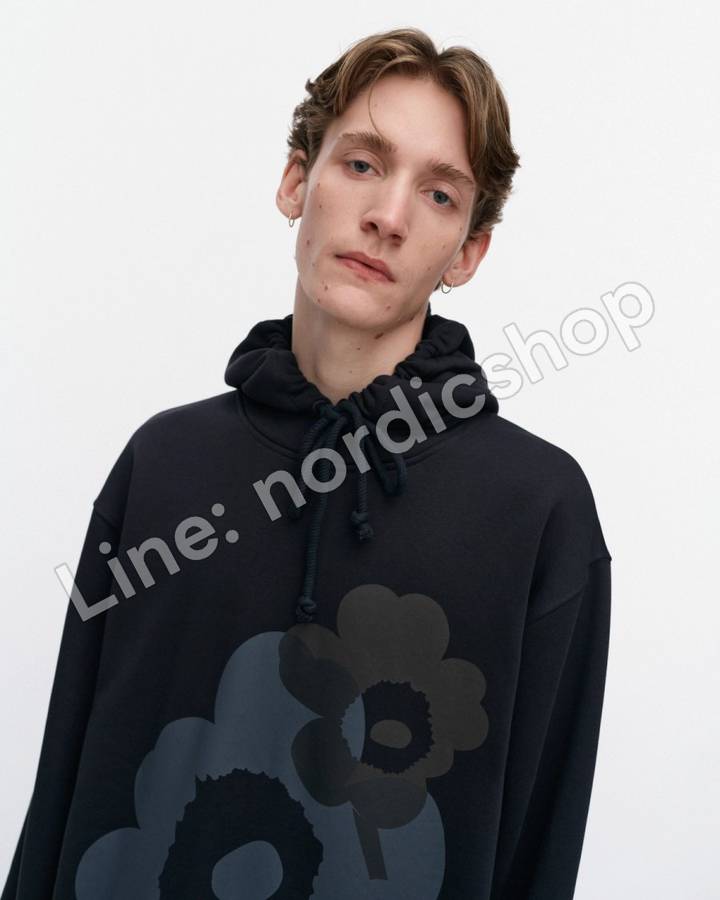 Marimekko Teesi Unikko Placement Kioski 連帽上衣・黑色、深灰（4）