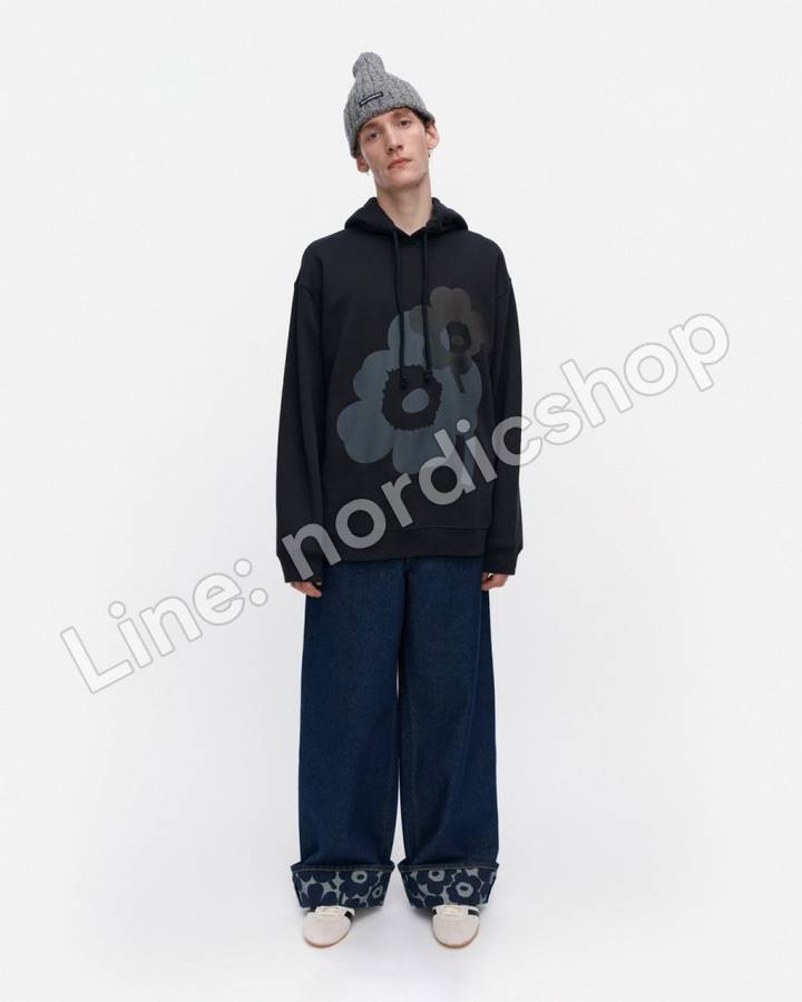 Marimekko Teesi Unikko Placement Kioski 連帽上衣・黑色、深灰