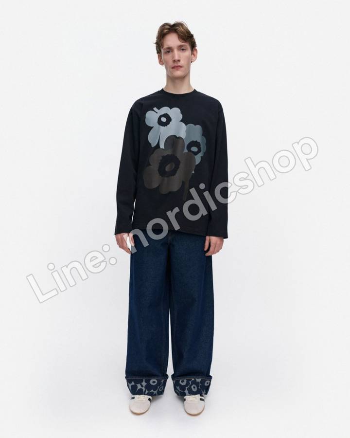 Marimekko Biitti Unikko Placement Kioski 針織棉上衣・黑色、灰色、深棕