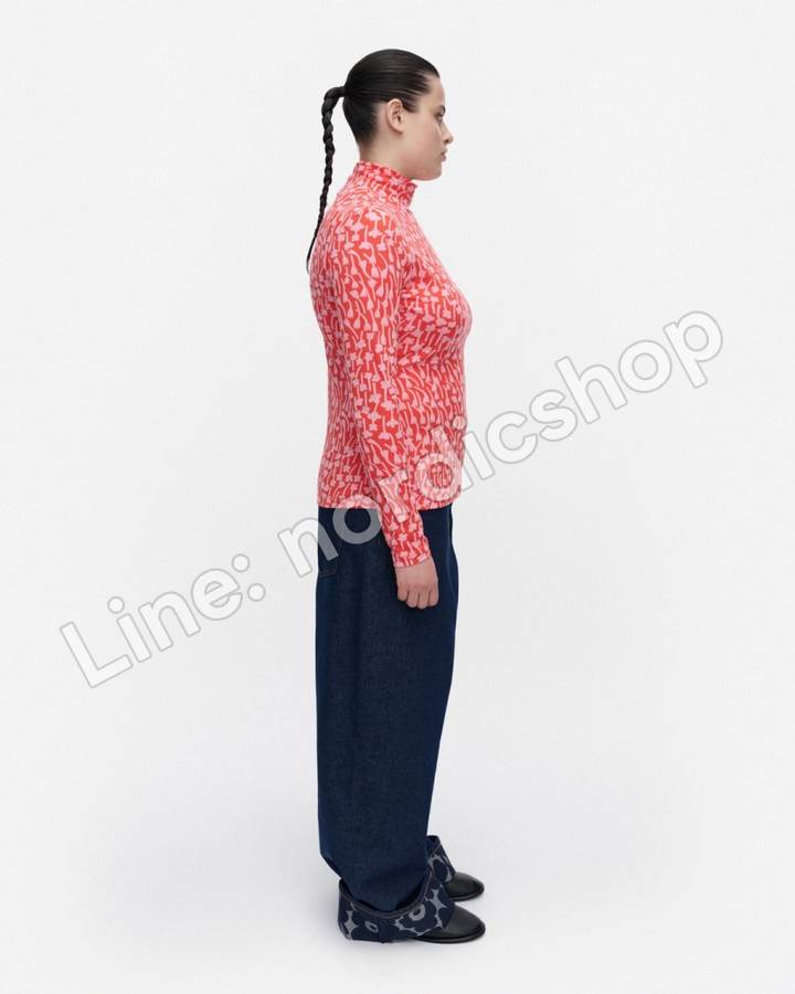 Marimekko Jäkälä Tuulahdus 高領上衣・紅色、玫瑰粉（3）