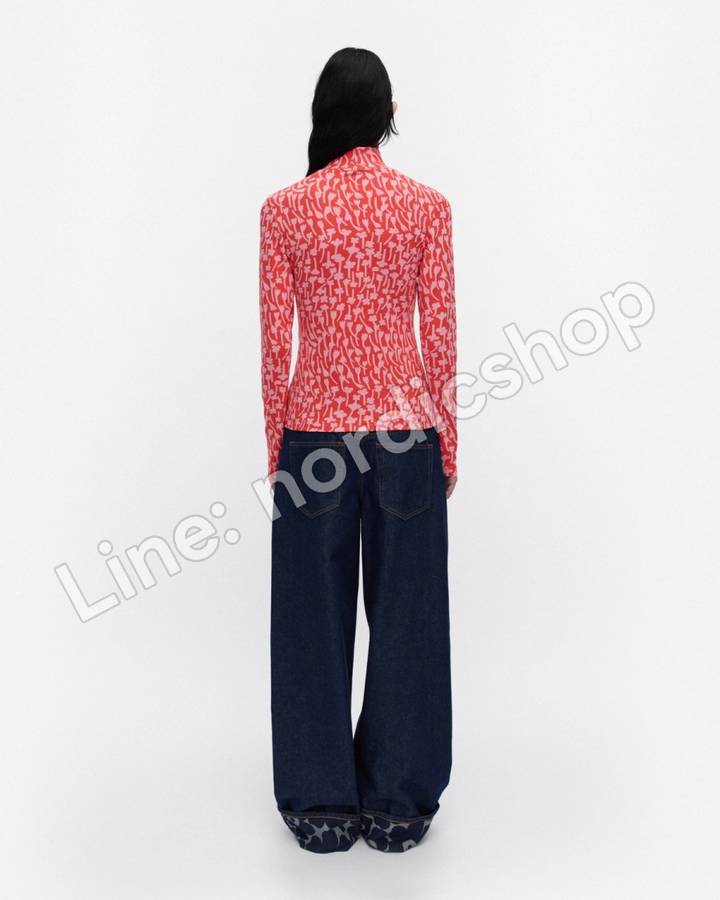 Marimekko Jäkälä Tuulahdus 高領上衣・紅色、玫瑰粉（4）