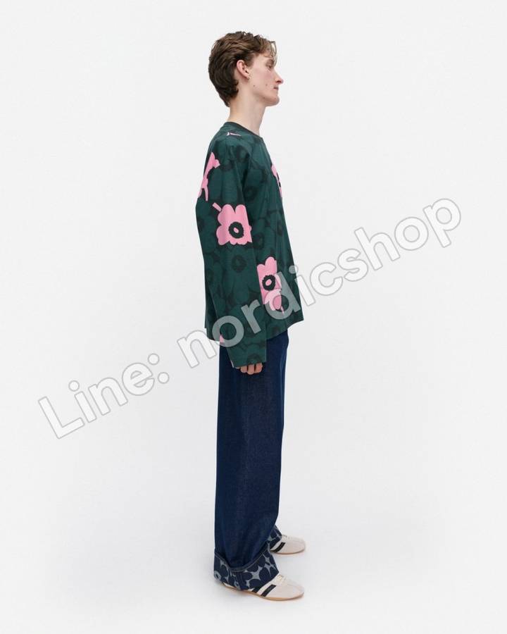 Marimekko Nippa Unikko Kioski 針織棉上衣・深綠、粉紅(2)