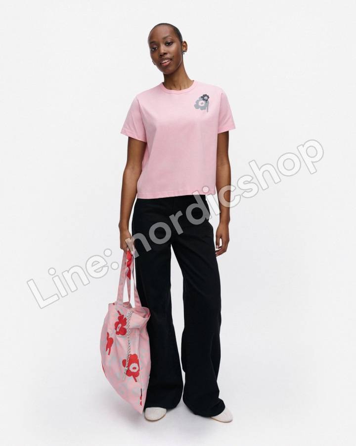 Marimekko Rauha Unikko Placement Kioski T恤・粉紅、灰色、深灰