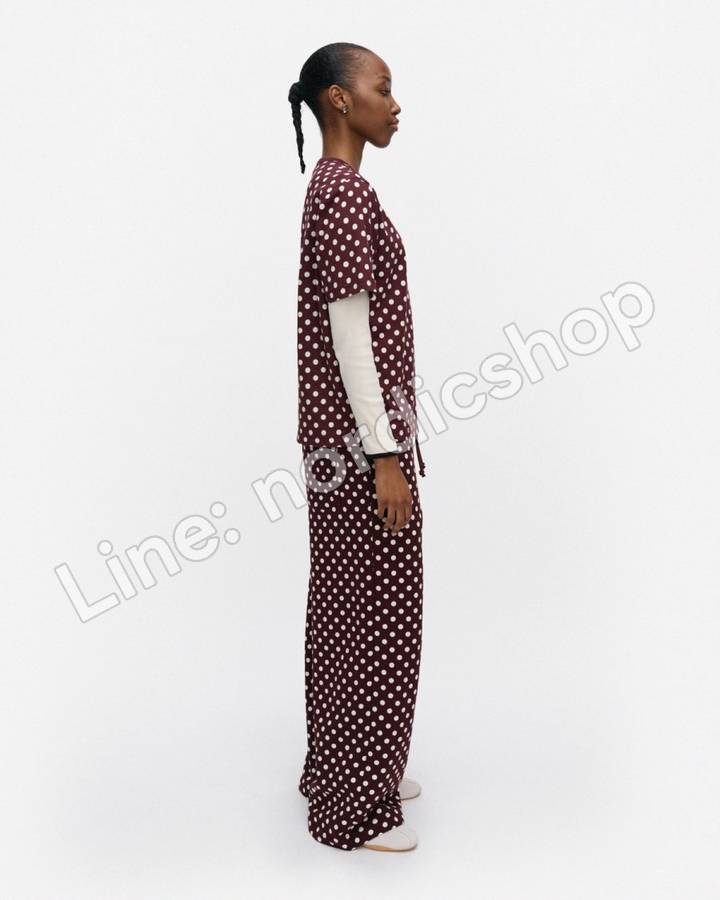Marimekko Erna Pallo Kioski T恤・酒紅、米白（2）