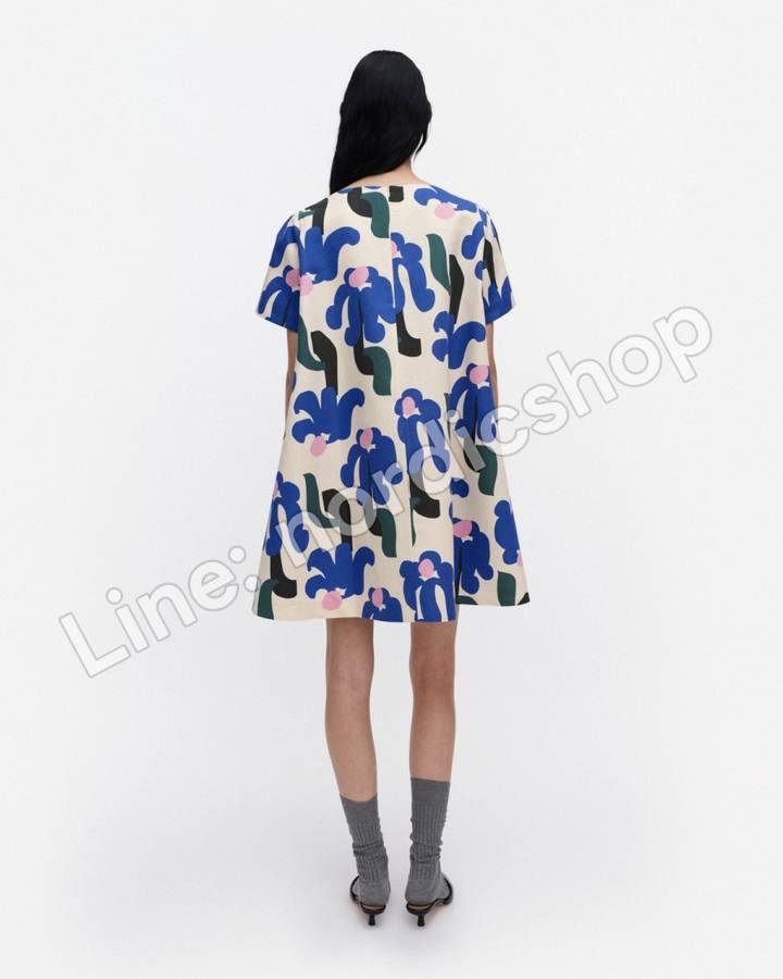 Marimekko Hivuttaa Kukkahattu 洋裝・米色、藍色、綠色（4）