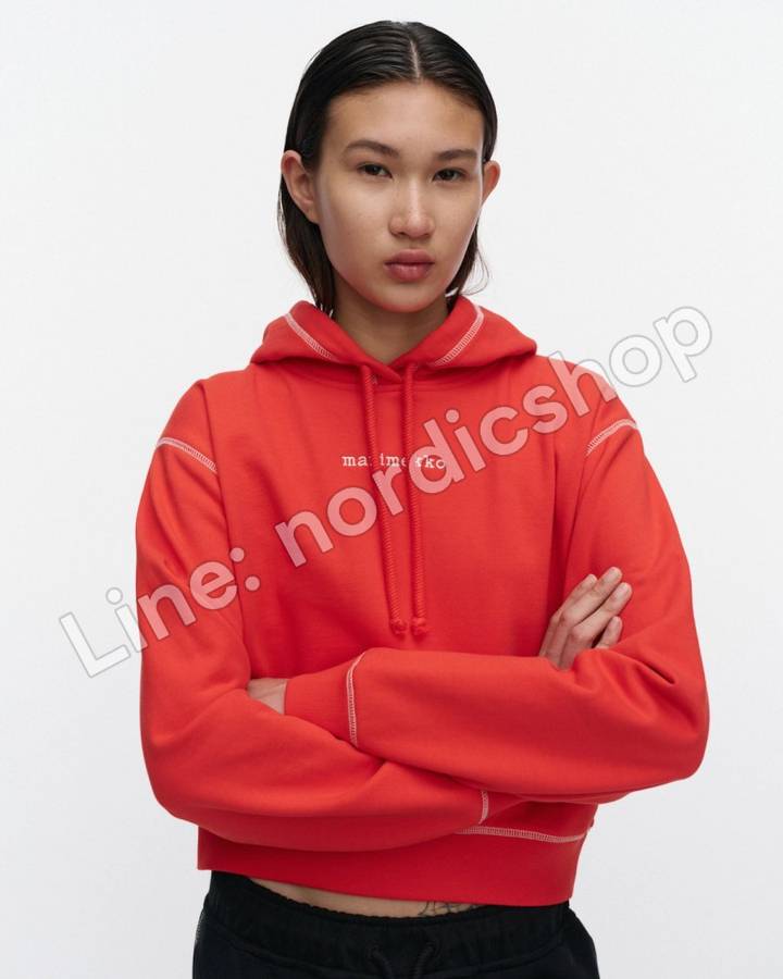Marimekko Notkelo Logo Placement Kioski 大學T・紅色、米白（4）