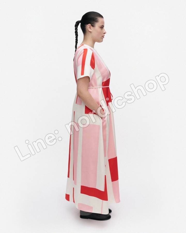 Marimekko Hiljaus Attika 洋裝・米白、粉紅、紅色（4）