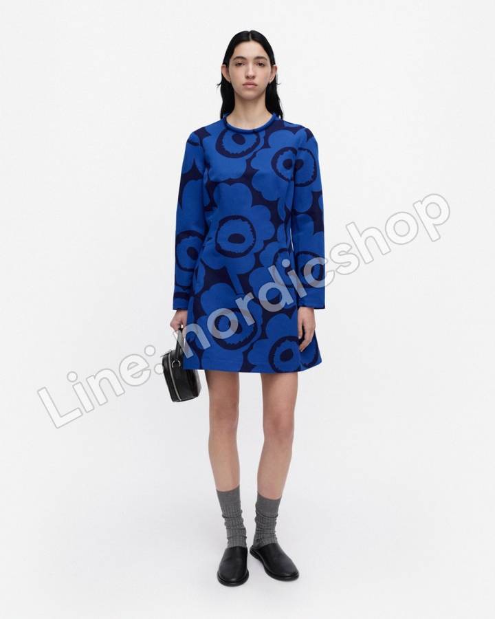 Marimekko Melkein Unikko 洋裝・深藍、藍色