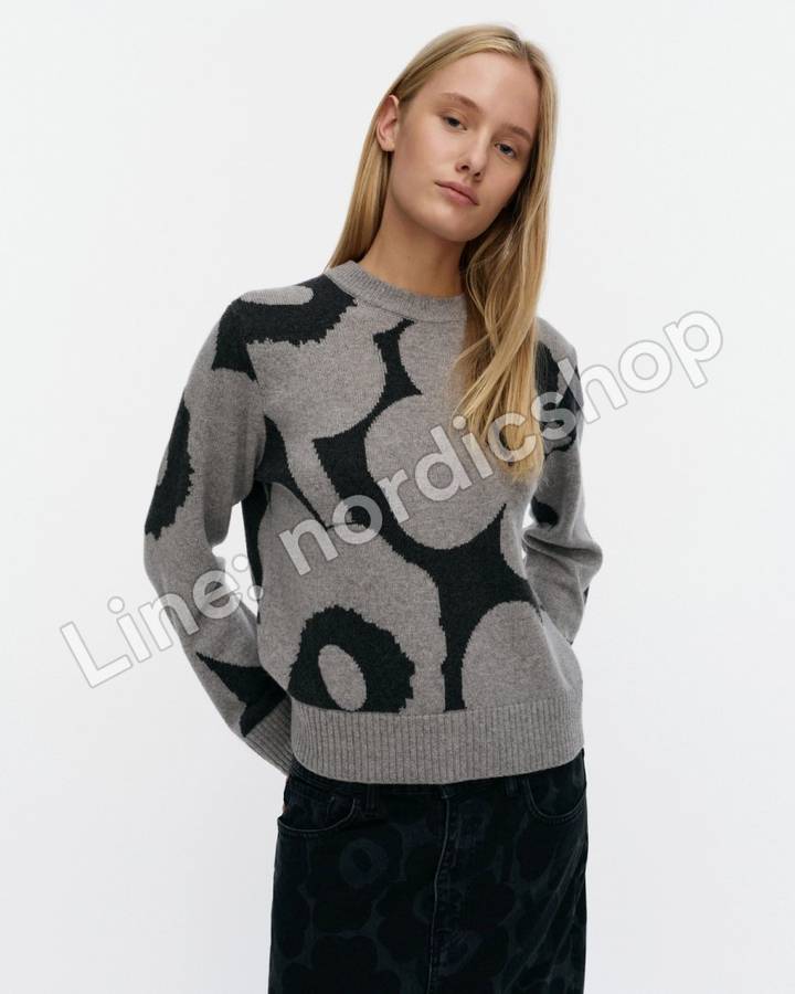 Marimekko Aatto Unikko 針織上衣・淺灰、深灰（4）
