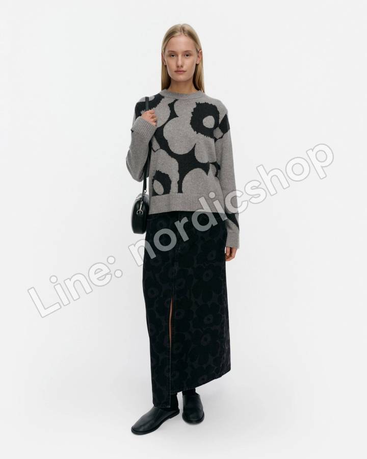 Marimekko Aatto Unikko ニット・ライトグレー・ダークグレー