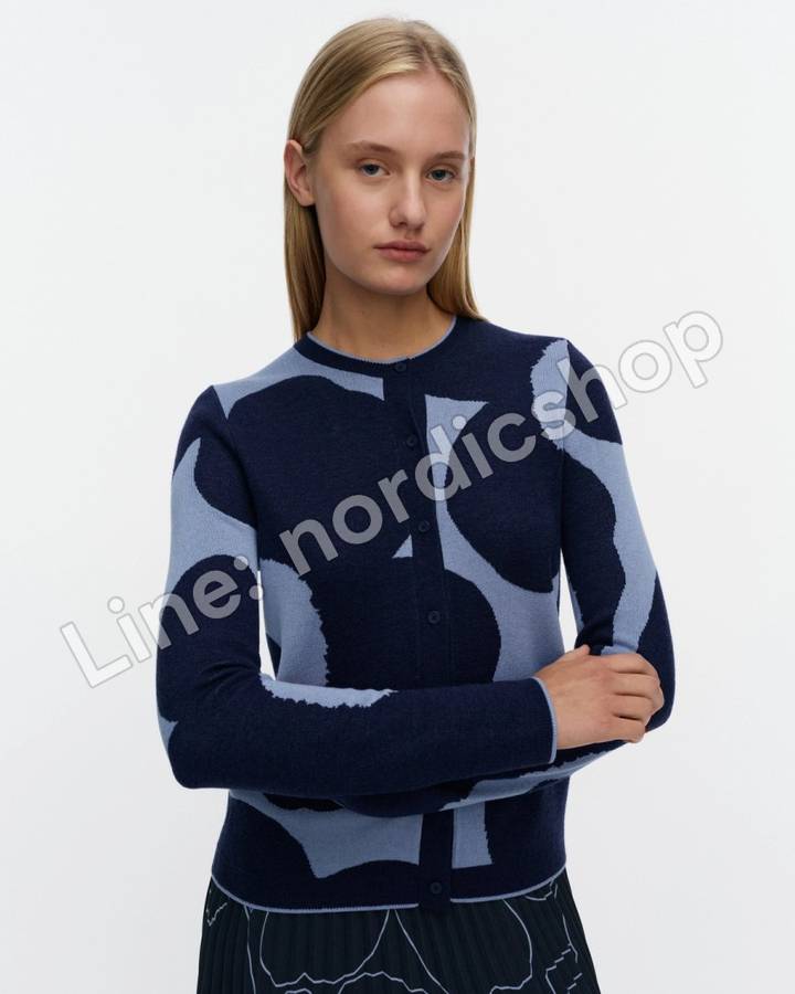 Marimekko Harhautus Unikko 針織外套・深藍、藍色（4）
