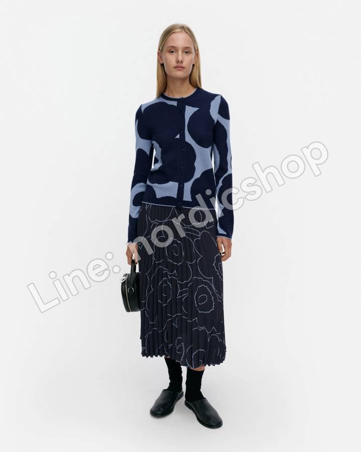 Marimekko Harhautus Unikko 針織外套・深藍、藍色