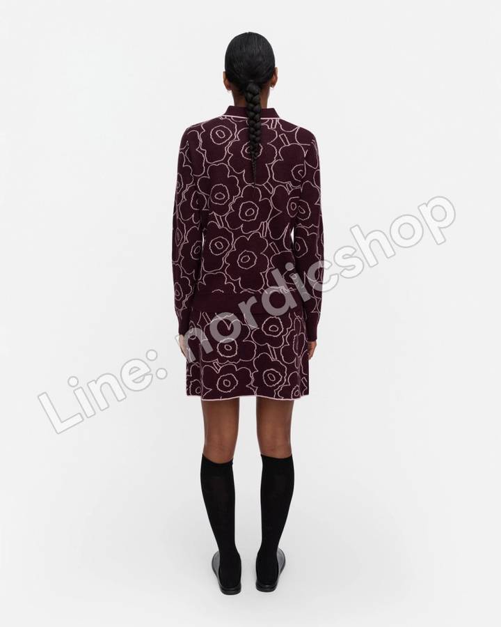 Marimekko RWS Toistuva Piirto Unikko 針織裙・酒紅、粉紅（3）