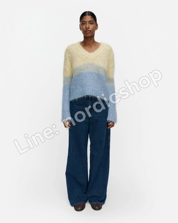 Marimekko Utuinen Hennika ニット・ライトイエロー・ライトブルー