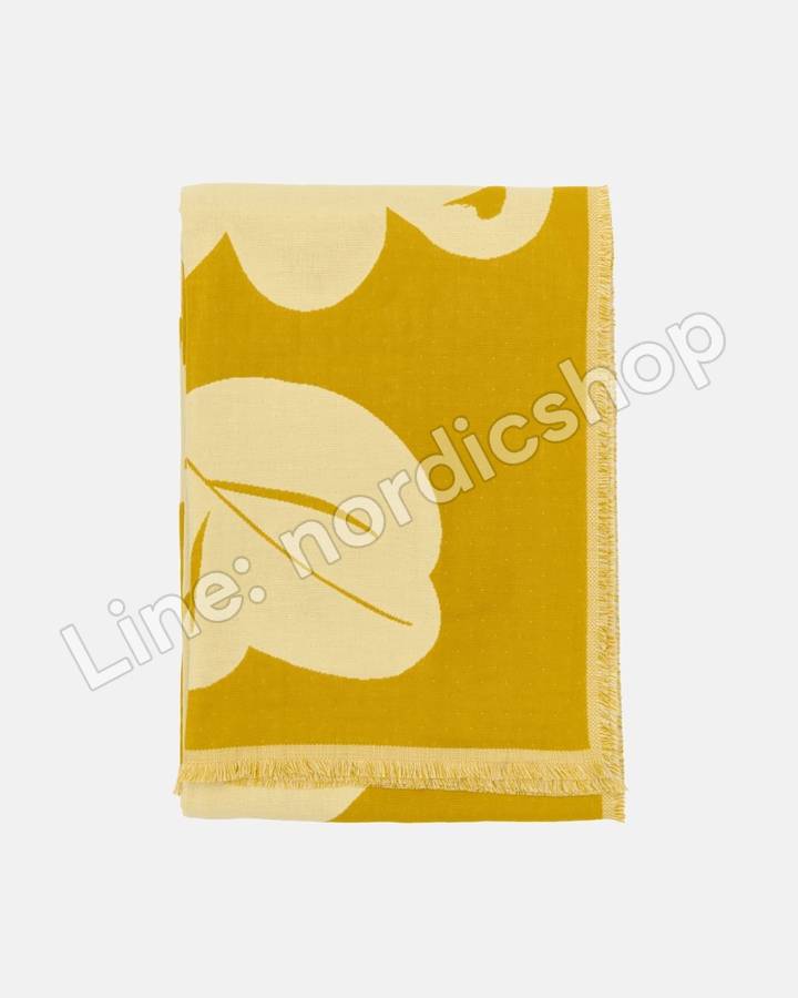 Marimekko Kukasta kukkaan 毯子 130x180 cm・赭黃、香草色(2)