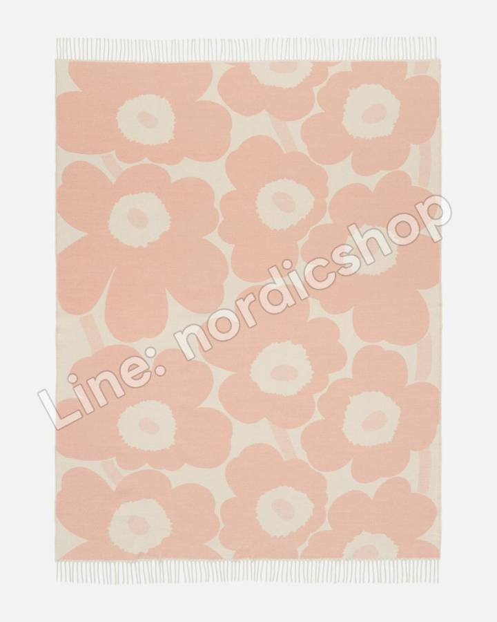 Marimekko RWS Unikko 毯子 130x180 cm・亮粉紅(2)