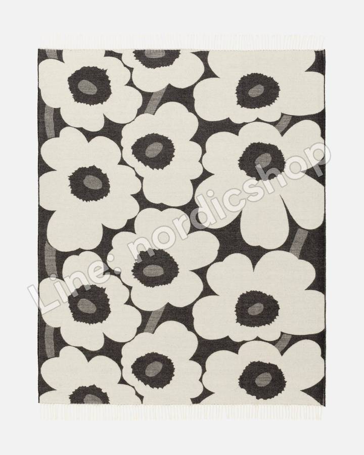 Marimekko RWS Unikko 毯子 130x180 cm・白色、黑色(2)