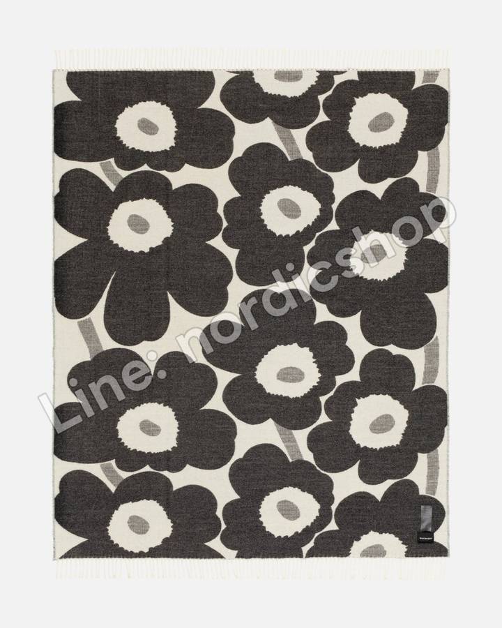 Marimekko RWS Unikko 毯子 130x180 cm・白色、黑色(3)