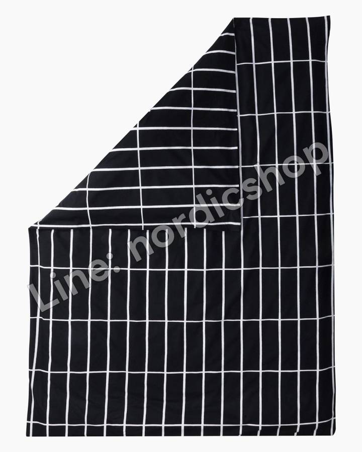Marimekko Tiiliskivi 被套 240x220 cm・黑色、白色(3)