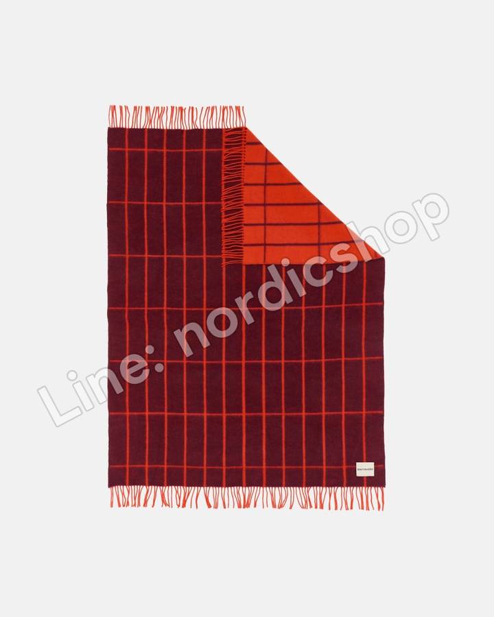 Marimekko Tiiliskivi RWS 毯子 130x170 cm・李子紫、橘紅