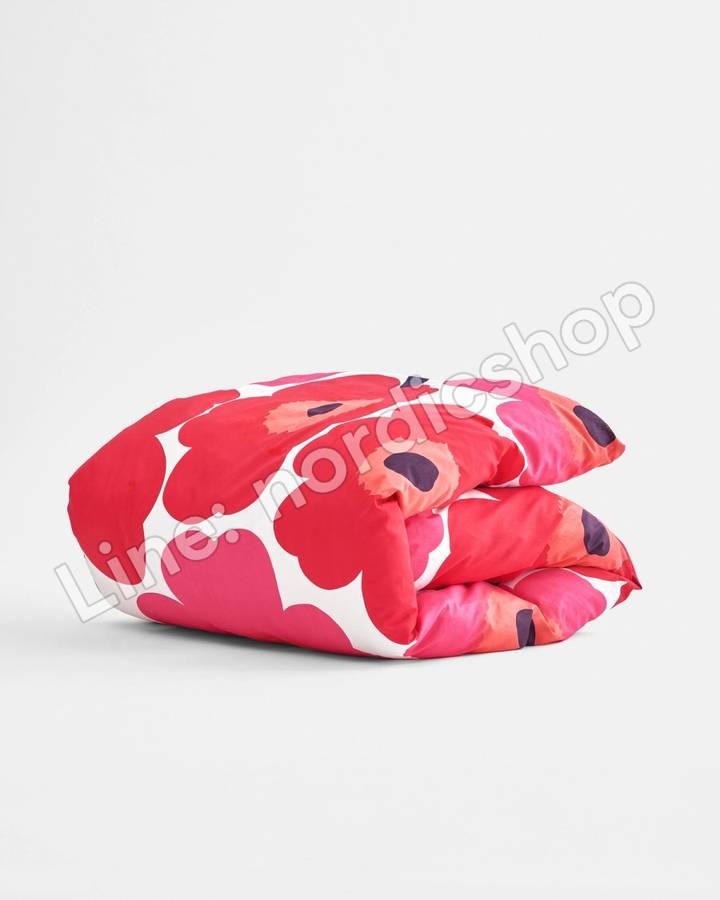 Marimekko Unikko 被套 150x210 cm・白色、紅色（2）