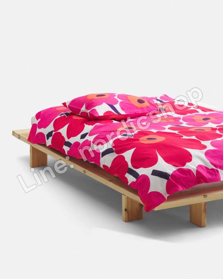 Marimekko Unikko 被套 150x210 cm・白色、紅色（3）