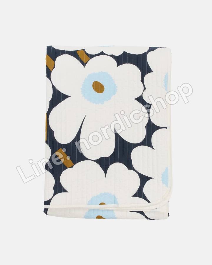 Marimekko Unikko 床罩 260x260 cm・藍莓色、米白、冰藍(2)