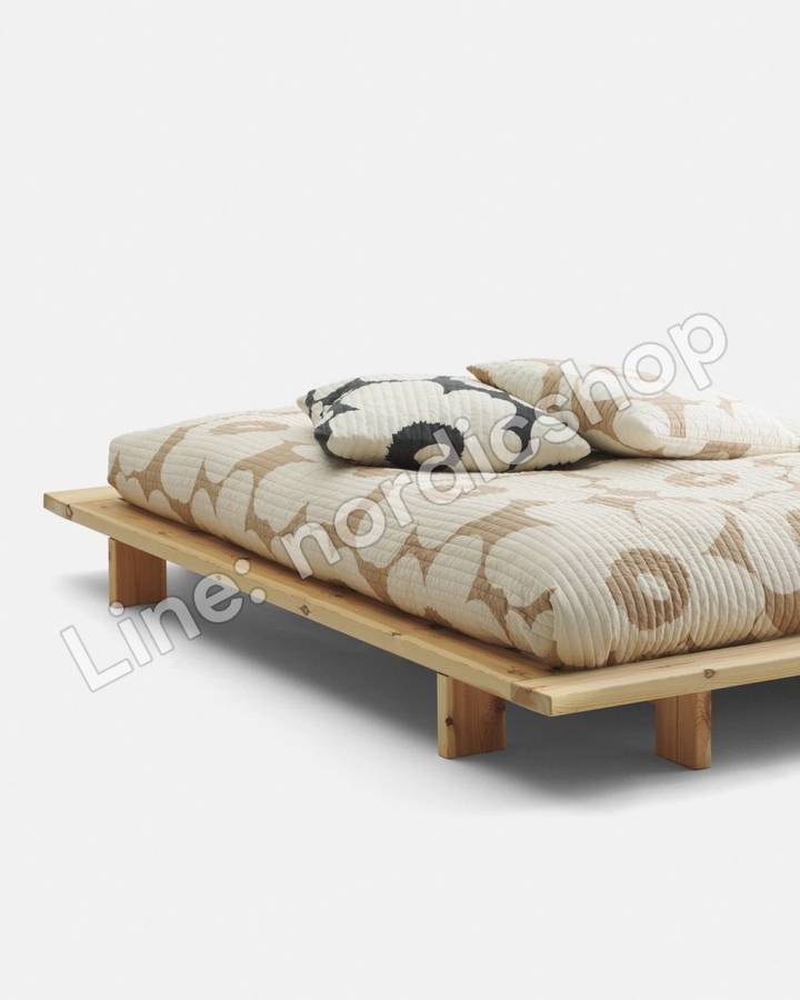 Marimekko Unikko 床罩 260x260 cm・亞麻色、米白(4)