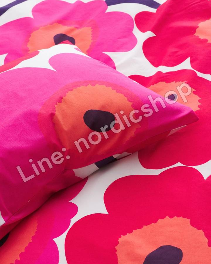 Marimekko Unikko 枕頭套 50x60 cm・白色、紅色(2)