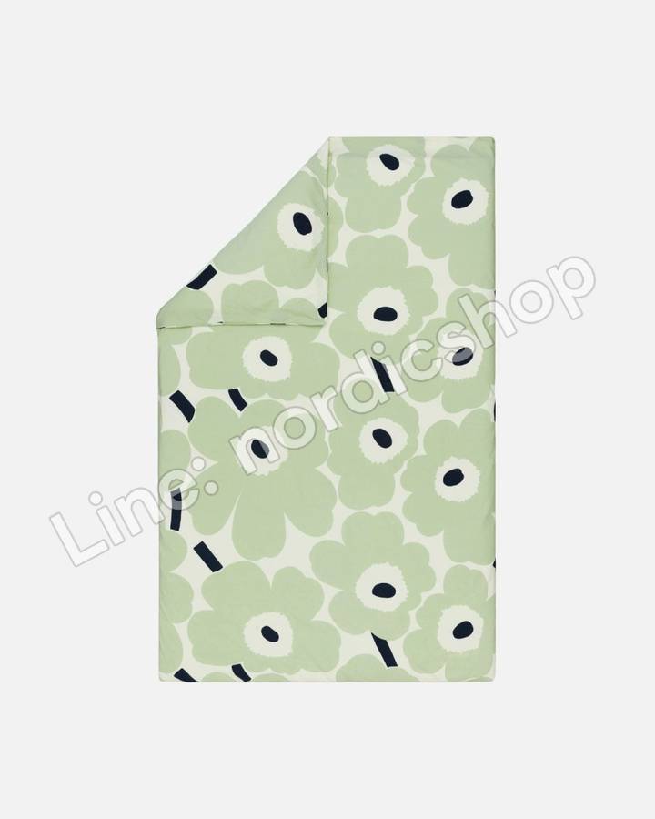 Marimekko Unikko 被套 150x210 cm・米白、鼠尾草綠、深藍(2)